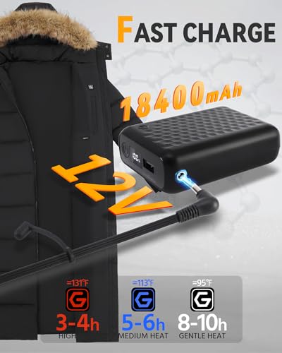 The Best Heated Jackets for Women Over 50: Rechargeable Warmth Without the Bulk 6 Wulcea Women Heated Jacket Battery Pack Included Rechargeable 12v 7.4v Waterproof Coat Winter Warm Puffer Clothing Apparel Electric USB Self Thermal Vest Hoodie Down Insulated Long Parkas Black