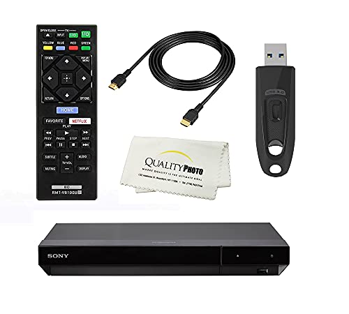 Sony UBPX700 4K Ultra HD Home Theater Streaming Blu-ray DVD Player Built in Wi-Fi - Remote Control - High Speed 6 Foot 4K HDMI Cable - Ultra USB Flash Drive 64GB