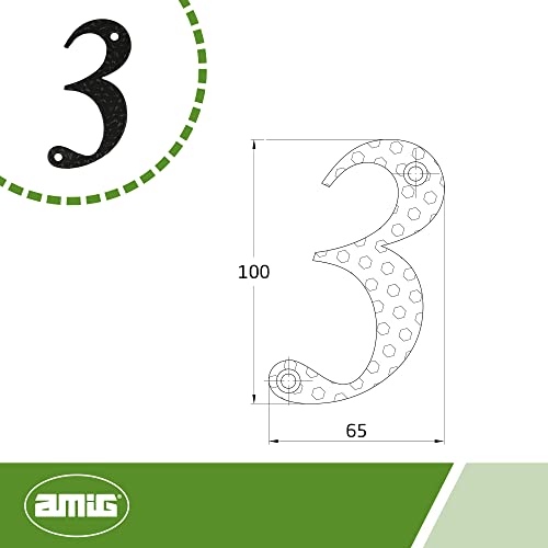 Amig, Number for Houses or Gates, No. 3-100 x 65 mm, for Exterior Walls or Walls of Homes - Image 3