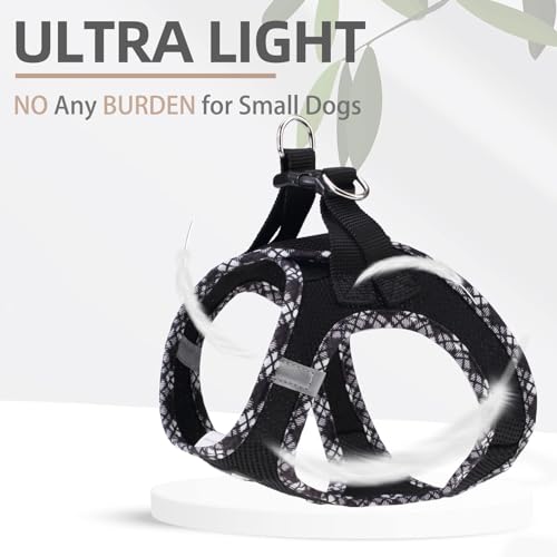 PUPTECK Step-in Dog Harness Small Dog No Pull Vest and Lead Set for Puppy Cats Outdoor Walking Black XS - Image 3