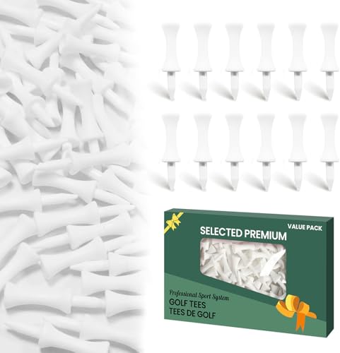 Amy Sport Golf Tees Step Down Plastic Unbreakable 50 Pack 2 inch 51 mm White Reusable Bulk Set Professional Height Control Castle Tee for Practice (50 Pack 2