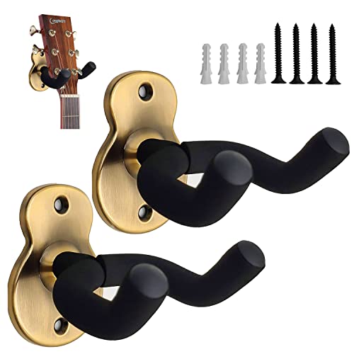 DOMI PRO Lot de 2 supports muraux pour guitare acoustique, Support Guitare, guitare avec éponge de protection Compatibles avec toutes les tailles de Guitare Acoustique, Violon, Ukulélé, Mandoline