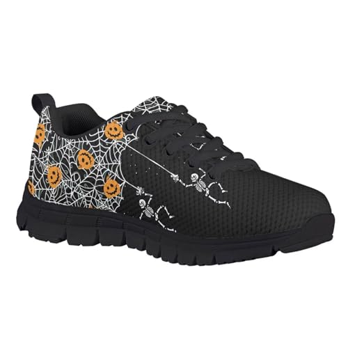 HUIACONG Halloween Kid's Walking Shoes Spider Web Pumpkin Skeleton Boys Lightweight Running Sneakers Size 2 Girls Dance Travel Trainers Child Gym Cycling Jogging Footwear2