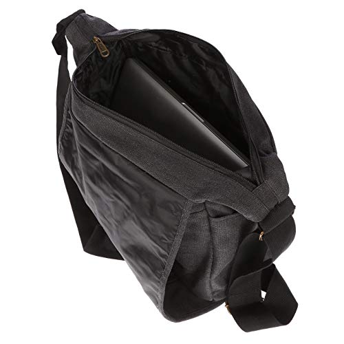 Christian Wippermann Umhängetasche Laptop 17 Zoll - Großes Messenger Bag Herren - Canvas Material - Verstellbarer Riemen - Mehrere Fächer - Büro/Arbeit Tasche Herren ca. 35x30x13 cm - Schwarz