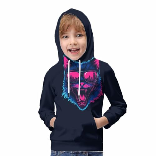 Sweats à capuche 6-15 ans vêtement imprimé chat sauvage