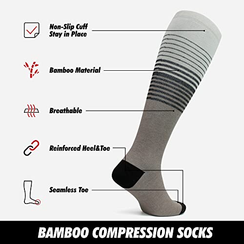 Gowith Unisex Bamboo Graduated Compression Socks, 15-20 Mmhg Perfect-Fit Breathable Travel Knee High Socks For Men & Women Beige Small #TOP3