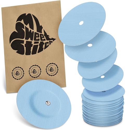 MySweetStitch - 25 x Parche FreeStyle Libre 1 & 2 Redondo con agujero de ventilación, Overpatch Ø 65 mm, protector sensor, parches sensor, impermeable, transpirable, Azul Hielo