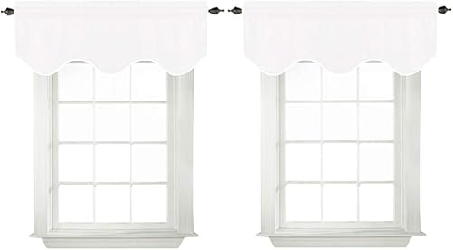 Miniatura 30 de Turquoize Cenefas de cortina opacas sólidas con bolsillo para barra festoneadas, paneles de cortina pequeños para ventana de