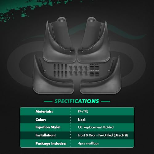 Image of SCITOO 4PCS Mud Flaps Front & Fear Splash Guard Set Suitable for Tesla Model Y 2020-2024 Batt ‎CA164,‎APSG0395PC