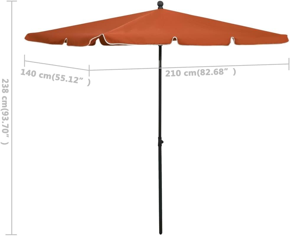 Garden Parasol with Pole Outdoor Market Patio Umbrella - Shade 82.7"x55.1"
