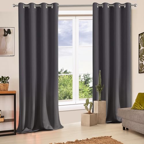 Cortinas opacas dormitorio anti luz y aislantes acústicas gris oscuro 105x150 3
