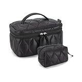 BAGSMART メイクポーチ 化粧ポーチ 大容量 小物入れ ポーチ コスメポーチ トラベル 旅行化粧ポーチ 化粧品収納バッグ 防水 軽量 コスメケース コスメバッグ 多機能 かわいい 洗面用具入れポーチ バスルームポーチ 持ち運び便利 収納 出張 プレゼント用 贈り物 ブラック