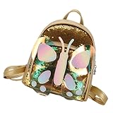 Mikikit Mini Mochila Dorada Cierre Grande y Bolsillo Frontal, de Material Pu, Adecuado para Organizar Cosas en Viajes y Festivales