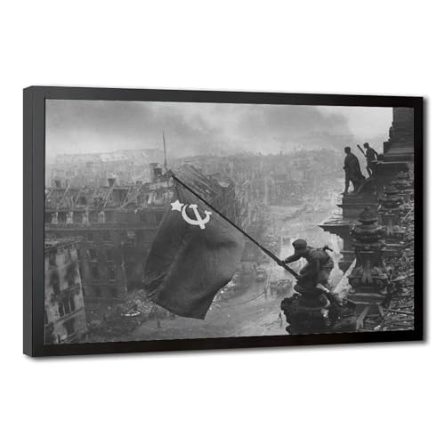 Drapeau soviétique Reichstag toile premium cadre suspendu