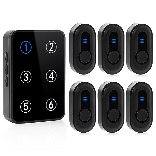 Wireless Caregiver Pager Call Button Nurse Call System 500Ft Range with LED Number Display for Elderly/Patient/Disabled at Home/Hospital/Clinic(6 Waterproof Call Button & 1 Receiver)