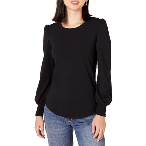 Image of Amazon Essentials Women's Long-Sleeve Crewneck Smocked Cuff T-Shirt