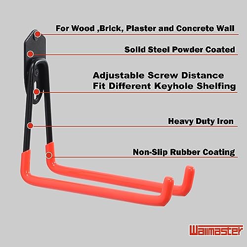 Image of Wallmaster Garage Hooks Organizer Kit,12 Pack Adjustable Heavy Duty Shelving Hook,Wall Mount Utility Steel Garage Organization, for Organizing Garden Tools