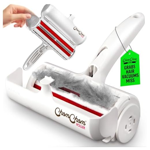 ChomChom Roller Pet Hair Remover and Reusable Lint Roller - Cat and Dog Hair Remover for Furniture, Couch, Carpet, Clothing and Bedding - Portable, Multi-Surface Fur Removal Tool (White)