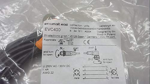 Ifm Evc400, 4 M Connection Cable, 4 Pole Male St/5 Pole Female 90, M12 Evc400