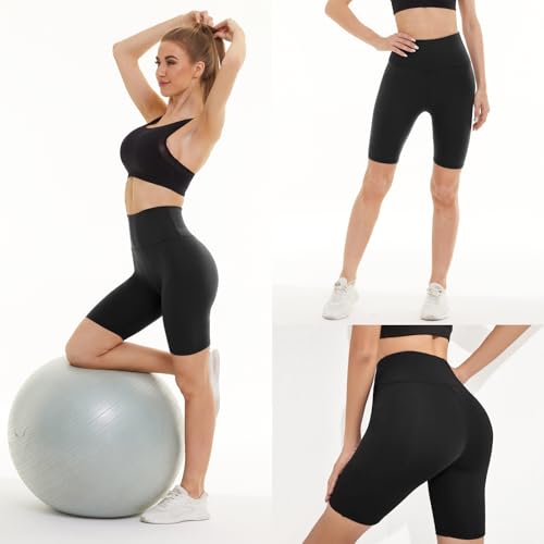 3 Pack Biker Shorts for Women – 8" Black High Waisted Tummy Control for Gym Workout Athletic Cheerleading Yoga2