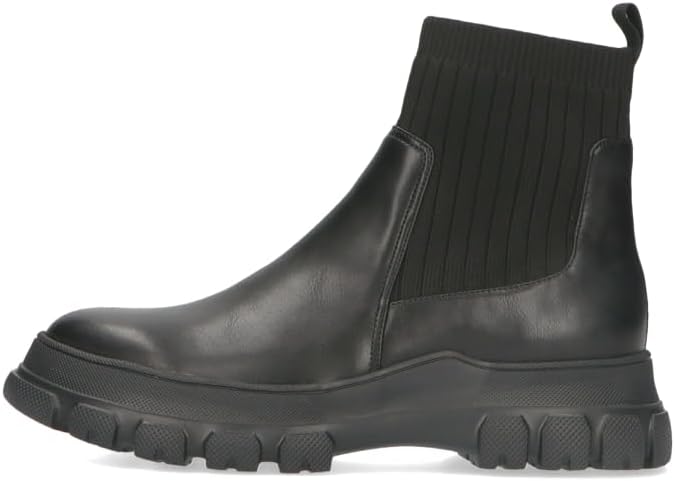 Oriental Traffic 21428 Women's Short Boots, Knit Boots, Track Sole, Thick Sole, Round Toe, Easy to Wear, Easy to Walk, Large Size, Small Size, Light, Black (23AW), 22.0~22.5 cm | Image 1