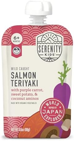Serenity Kids Organic Salmon Baby Food Pouches, 5g Protein, 3.5 Oz, 12 Pack