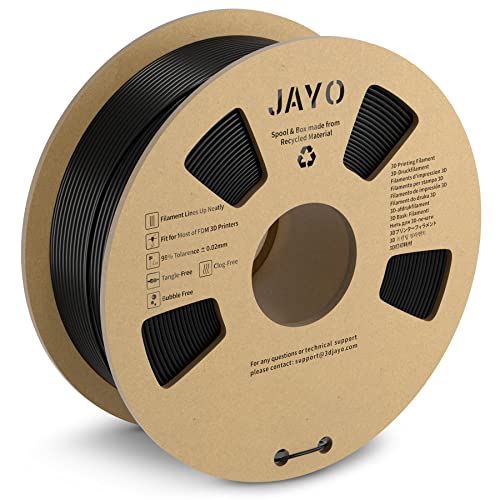 JAYO PLA+ Filament 1,75 mm, Filament d'imprimante 3D PLA Plus, PrÃ©cision dimensionnelle +/- 0,02, Bobines de 1,1 kg, PLA+ Noir, Acide polylactique