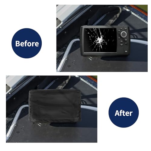 Image of Fishfinder Cover 3-10in,Depth Finder Oxford Fabric Waterproof Protection Accessories,for Hummingbird Lowrance Models,Protects Your Screen and Device from Sun Adverse Weather Damage Fishing