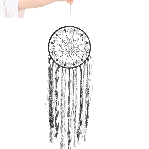 Attrape-rêves macramé noir SEWACC lot de 2 décorations murales bohèmes - 5