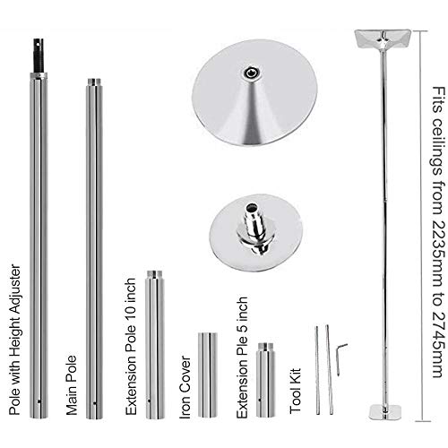 vinmax Removable Dancing Pole Kit, Height Adjustable 45mm Professional Stripper Pole Dance Pole Kit for Beginner Fitness Home Exercise Gym Club Party Use (Shipping from USA)
