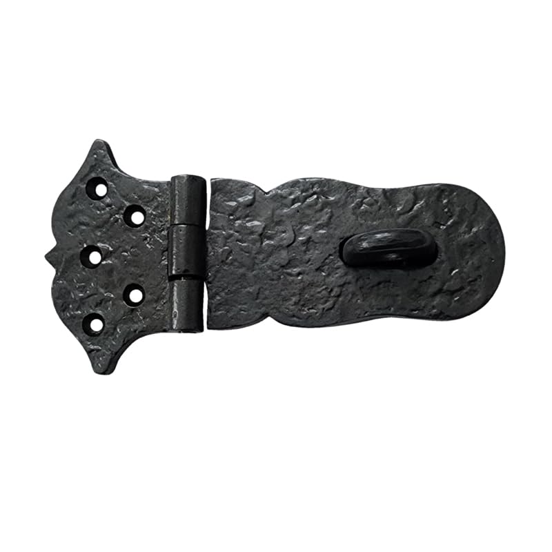 Image of Adonai Hardware inchParan inch Heavy Duty Cast Iron Safety Locking Hasp and Staple (6 inch x 1 Pack, Oil Rubbed Black) for Vintage Pirates Treasure Chest, Trunks, Wooden Jewelry Box, Cases, Furniture and Sheds