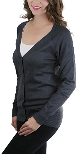 Image of ToBeInStyle Women's Long Sleeve Button Down V-Neck Cardigan