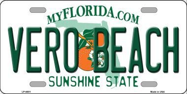 Placa de licencia de metal de Vero Beach Florida: matrícula decorativa Smart Rubio lp-6001