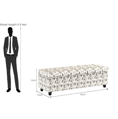 Image of 3 Seater Upholstered Ottoman Bench with Storage for Living Room | End of Bed Storage Seat | Button Tufted Pouffe Storage Settee Couch for Living Room Bedroom Office