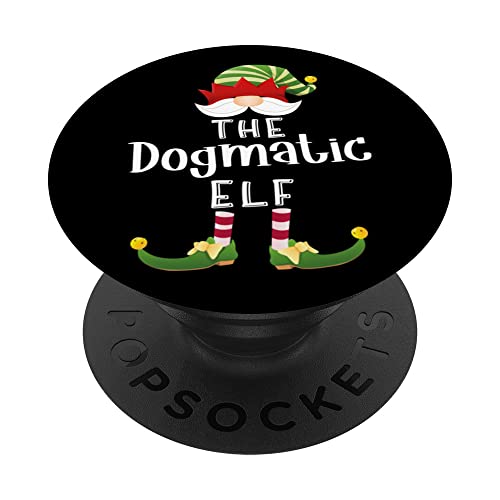 Dogmatic Elf Group Christmas Funny Pajama Party PopSockets Swappable PopGrip, Black