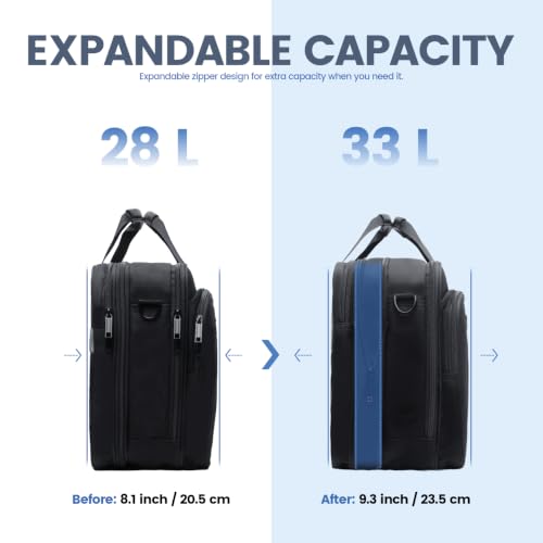 Image of EMPSIGN Laptop Bag Briefcase, 17.3 Inch Computer Bag Expandable Laptop Case for Men, Water Repellent Shoulder Messenger Bag for Work Business Travel Office-Black /Blue
