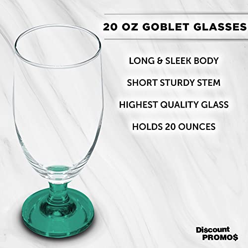 Discount Promos Large Water Goblet Glasses By Toscana, 20 Oz Set Of 10, Iced Tea Stemmed Footed Glass Glassware, Green #TOP2