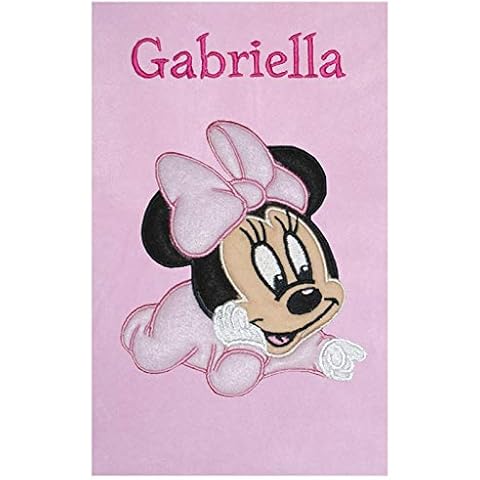 Baby Minnie Mouse Personalised Applique Super Soft Fleece Blanket - Choice of Blanket Colours Available at CUSTOMISATION Point Cover