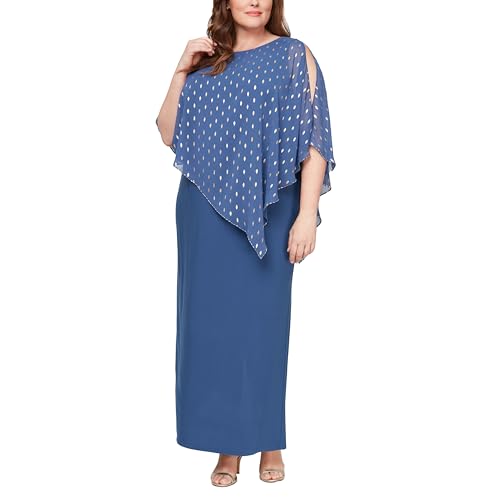 Image of S.L. Fashions Women's Long Asymmetric Cape Mother of The Bride Dress, Formal Evening Dress (Plus Size)