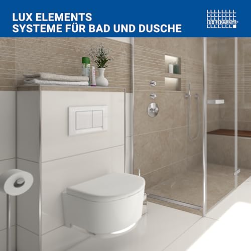 LUX ELEMENTS Montage-Set Fertig zum Verfliesen 125 x 60cm I 4x Hartschaumplatten + 20x Schrauben & Unterlegscheiben + 5m Armierungsgewebe & 1x Montagekleber I Schimmelresistent