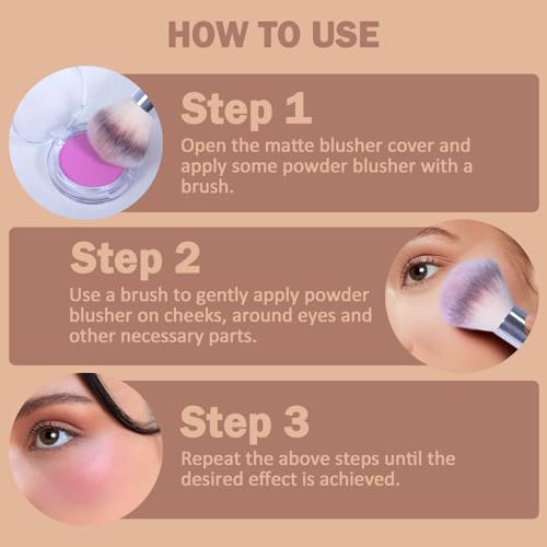 Prreal Matte Blusher, Highly pigmented Blush Powder, Natural-Looking Blusher, Breathable Blush Palette, Skin-Friendly Blusher for cheeks makeup #05 Pink - Image 6