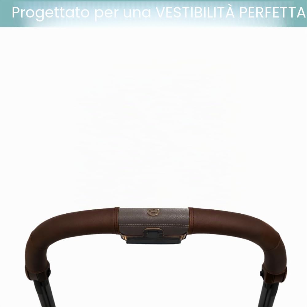 PROTEC TIF | Coperture in Similpelle per Manubrio – Compatibili con CYBEX PRIAM – Protezione Elegante – Fatte su Misura in Spagna (marrone scuro)