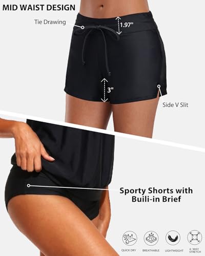 Image of Aqua Eve Two Piece Women's Tankini Swimsuits Blouson Swim Tank Top with Shorts Modest Bathing Suits