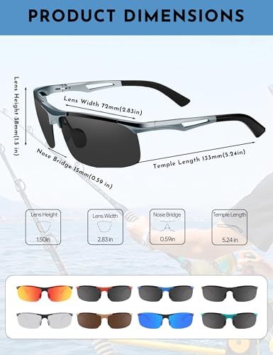 Image of BIRCEN Polarized Anti-Glare Sunglasses for Men: Lightweight Metal Wrap around Sun Glasses UV Protection for Driving Fishing