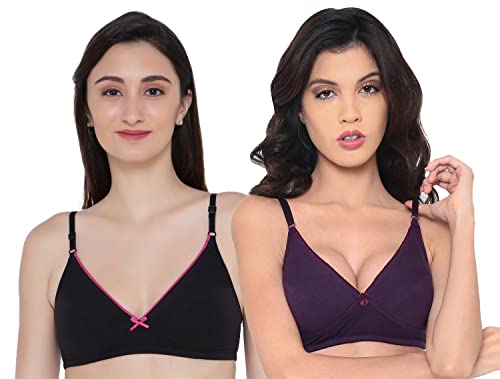 Image of Laavian Women's Wirefree Non Padded Plunge Neck Bra with Elasticated Support Band and Adjustable Shoulder Straps