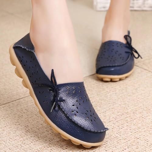 Image of Women's Floral Leather Slipper Loafers Flat Shoes Slip-Ons