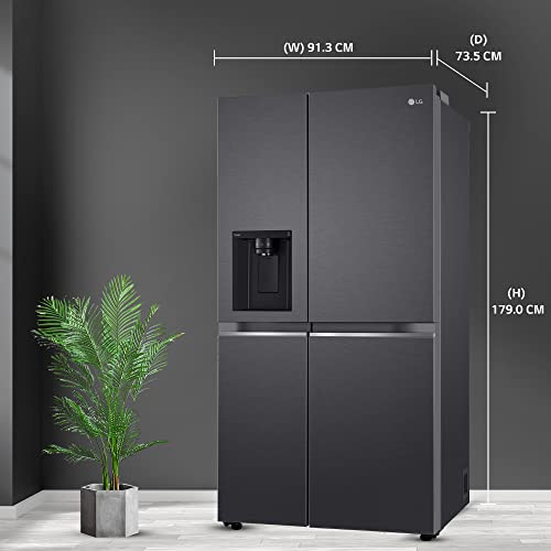 Image of LG 635 L Frost Free Inverter Wi-Fi Side-By-Side Refrigerator Appliance (2023 Model, GL-L257CMCX, Matt Black, Door Cooling+ | with Water & Ice Dispenser)