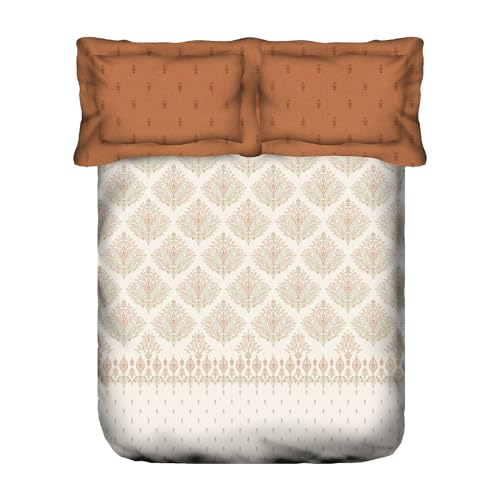 Image of MYTRIDENT Sanskriti Cotton Bedsheet for Double Bed, Gifting Collection King Size - Kantha Orange