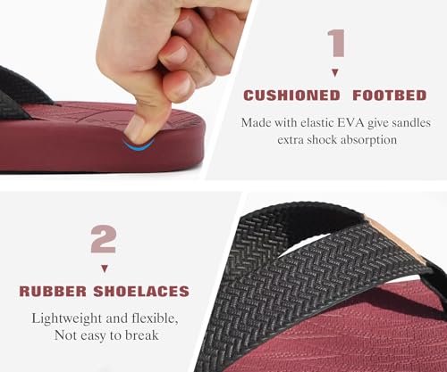 Image of KuaiLu Mens Flip Flops Arch Support Comfortable Summer Beach Thong Sandals Yoga Foam Cushion Slip on Slippers