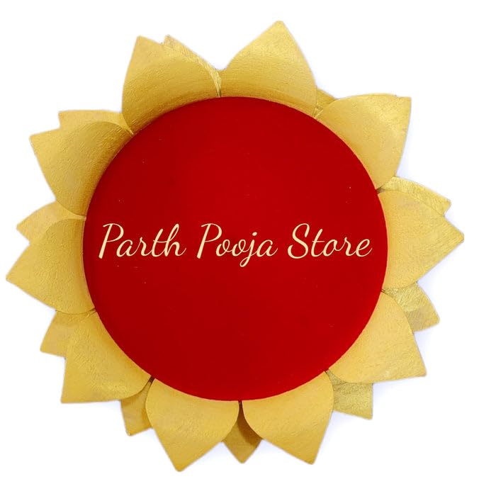 Image of Parth Pooja Wooden Lotus Kamal Aasan-Where god Resides, Made of ShriParni Wood for Keeping Maha Meru Shri Yantra (4 Inch)